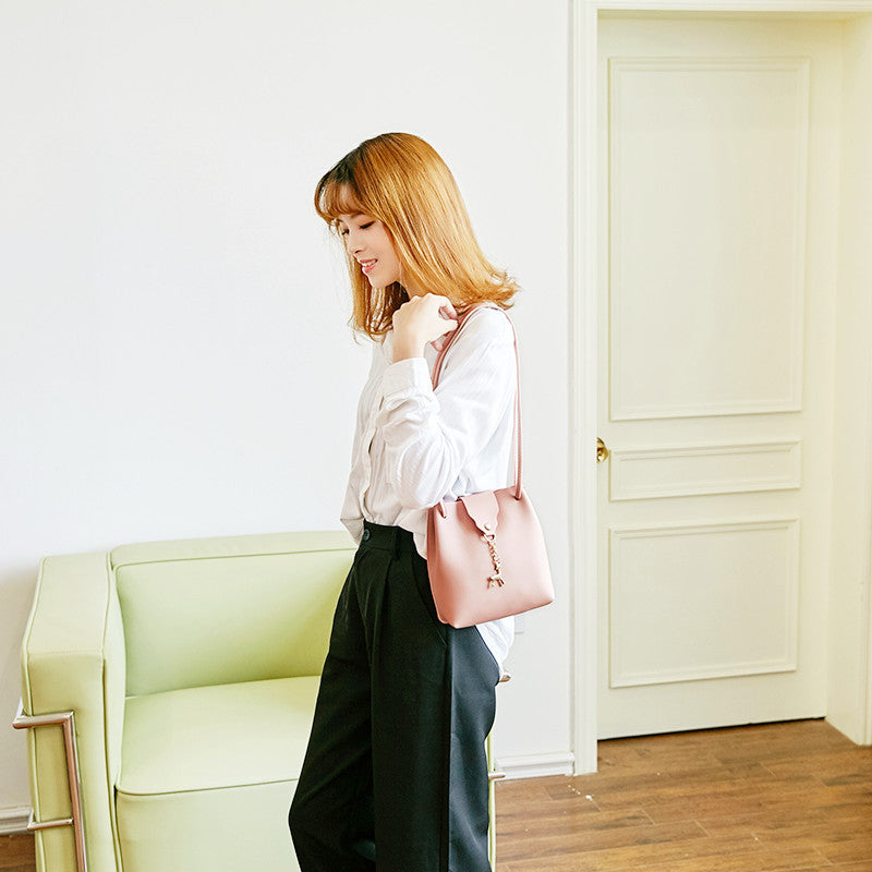 Bucket Bag Women's Simple One-shoulder Lace Hanfu Bucket Bag