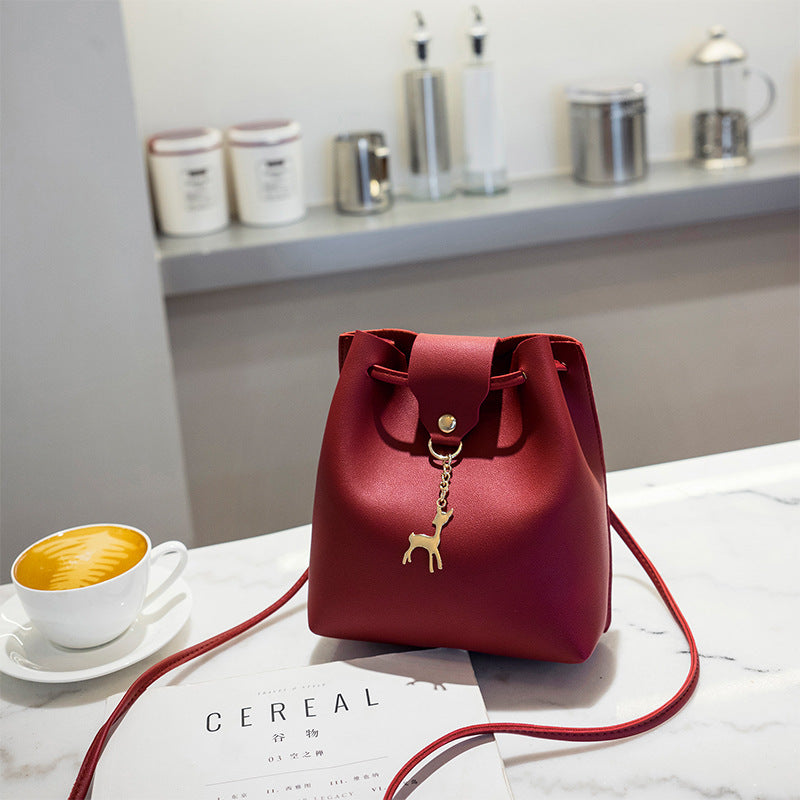 Bucket Bag Women's Simple One-shoulder Lace Hanfu Bucket Bag